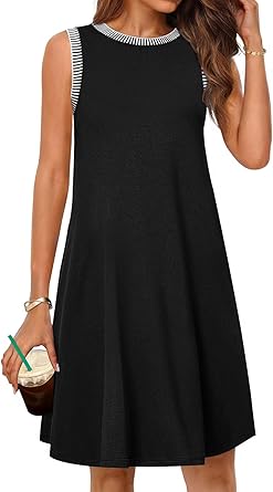 Women's 2025 Summer Casual Sundress Beach Vacation Sleeveless Tank Crewneck Coverup Mini Dresses