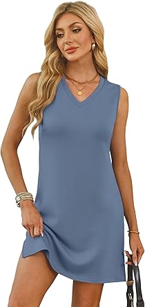 V-Neck Summer Casual Beach Dress for Women 2025 Vacation Women's Sleeveless Sundress with Split