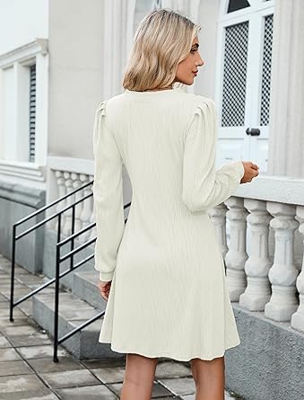 Fall Dresses for Women 2025 Knit V Neck Long Sleeve Sweater Dress A Line Casual Outfits