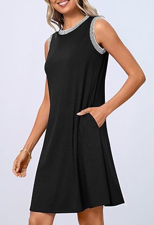Women's 2025 Summer Casual Sundress Beach Vacation Sleeveless Tank Crewneck Coverup Mini Dresses