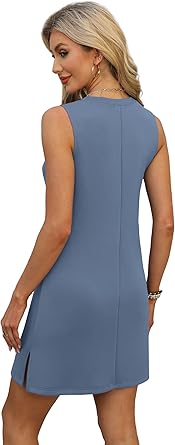 V-Neck Summer Casual Beach Dress for Women 2025 Vacation Women's Sleeveless Sundress with Split