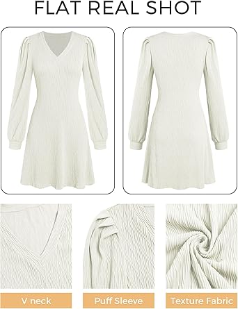 Fall Dresses for Women 2025 Knit V Neck Long Sleeve Sweater Dress A Line Casual Outfits